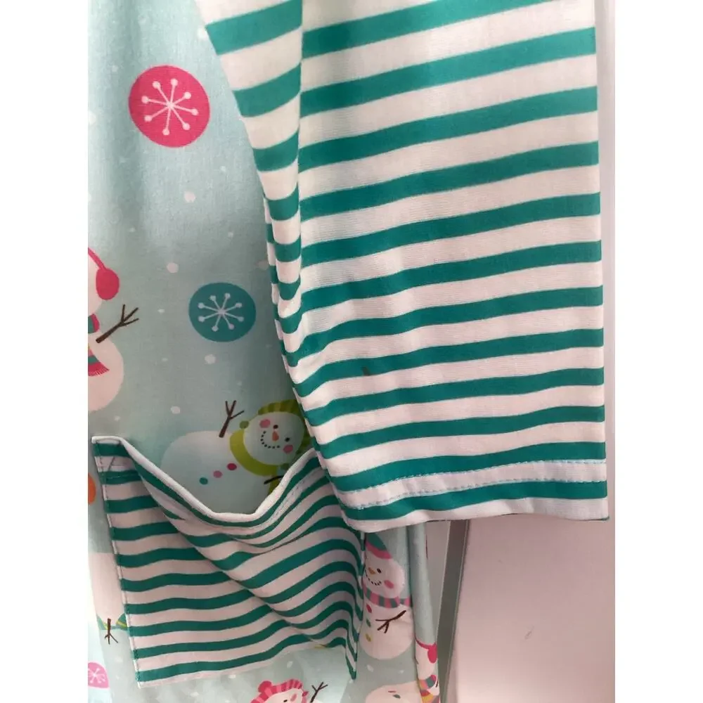 Unsh Ne Swing Girls Christmas Cheer Front Pocket‎ Stripe A-Line Dress Green 7